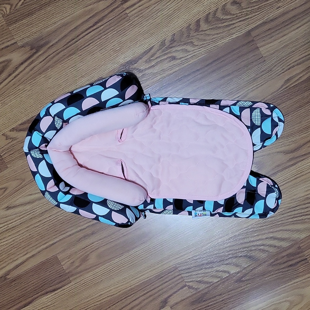 Set of 2 Baby travel bug car seat headrest newborn NB pink carseat